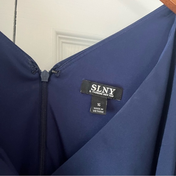 SLNY Dark Blue Navy Gown Size 16 - Picture 3 of 7